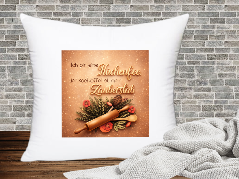 Ich bin eine Küchenfee, der Kochlöffel ist mein Zauberstab - Kissenhülle Küchenfee