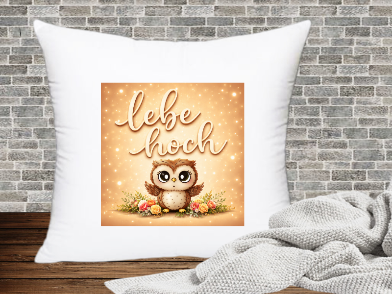 Lebe hoch - Kissenhülle Geburtstags Eule