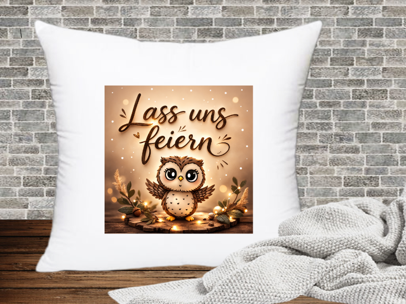 Lass uns feiern - Kissenhülle Geburtstags Eule