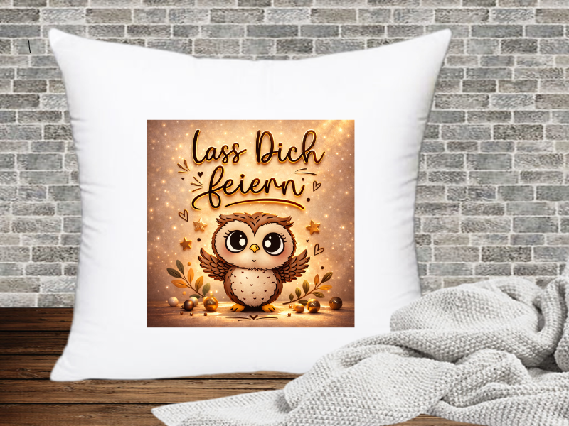 Lass Dich feiern - Kissenhülle Geburtstags Eule