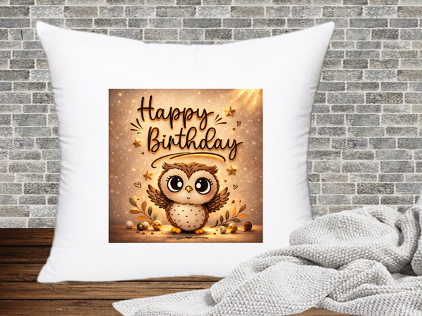 Happy Birthday - Kissenhülle Geburtstags Eule