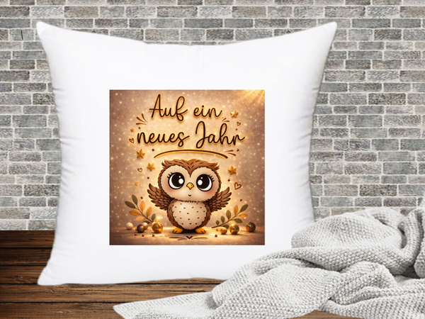 Auf ein neues Jahr - Kissenhülle Geburtstags Eule