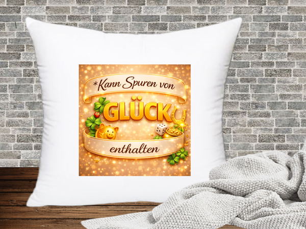 Kann Spuren von Glück enthalten - Kissenhülle Kann Spuren von xx enthalten