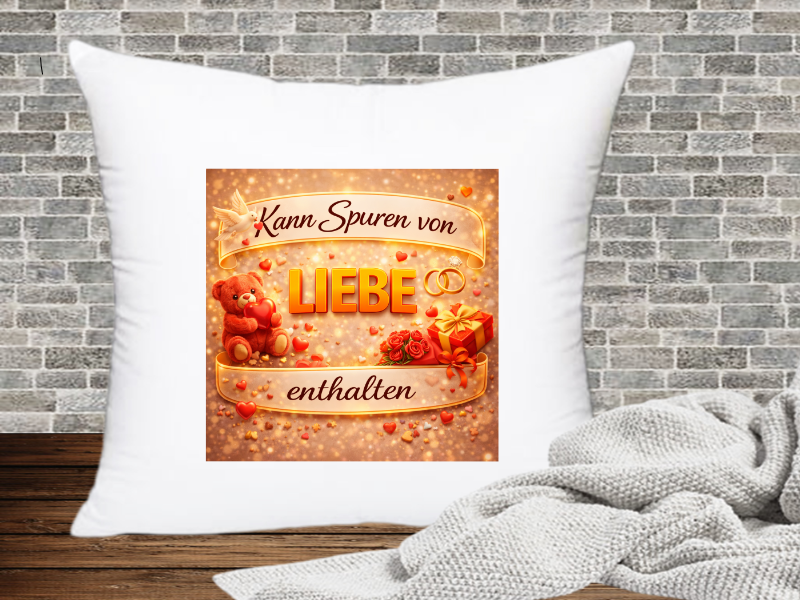 Kann Spuren von Liebe enthalten - Kissenhülle Kann Spuren von xx enthalten