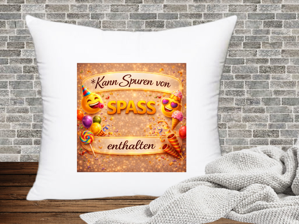 Kann Spuren von Spass enthalten - Kissenhülle Kann Spuren von xx enthalten