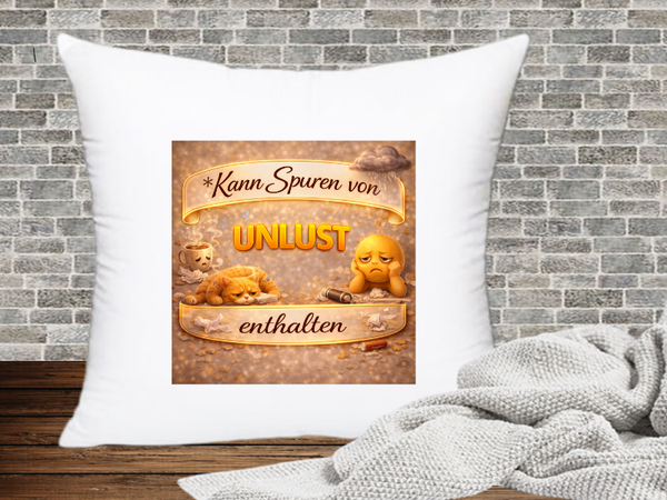 Kann Spuren von Unlust enthalten - Kissenhülle Kann Spuren von xx enthalten