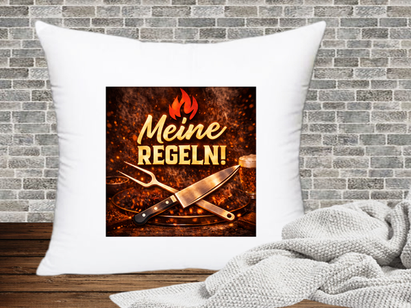 Meine Regeln! - Kissenhülle Grillen