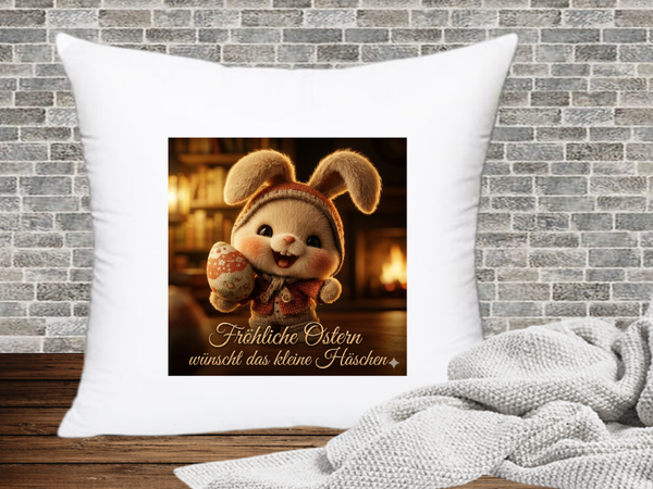 Fröhliche Ostern wünscht das kleine Häschen - Kissenhülle Ostern