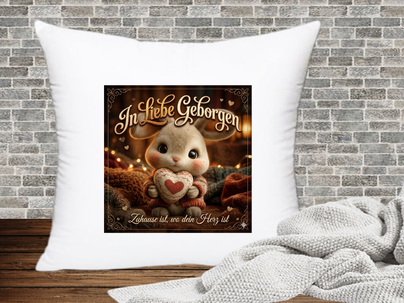 In Liebe Geborgen Zuhause ist, wo dein Herz ist - Kissenhülle Hase
