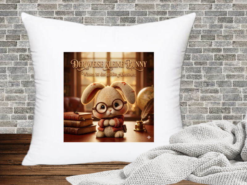 Der weise kleine Bunny wissen ist das größte Abenteuer. - Kissenhülle Hase