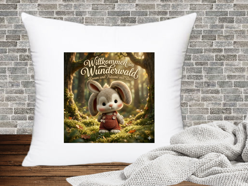 Willkommen im Wunderwald. Komm und Träume mit uns - Kissenhülle Hase