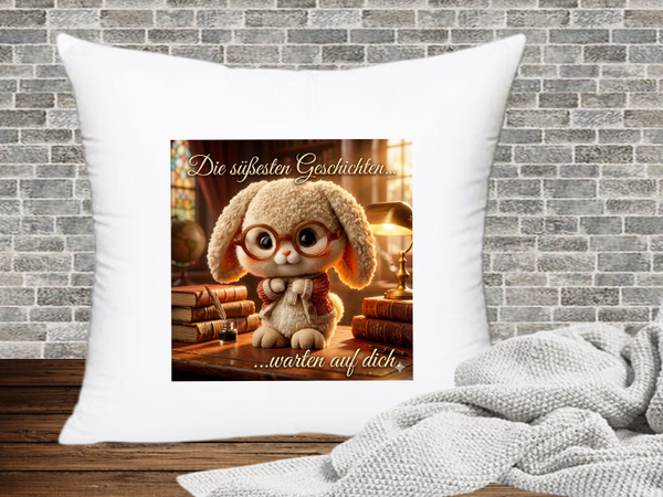 Die süßestem Geschichten… …warten auf dich - Kissenhülle Hase