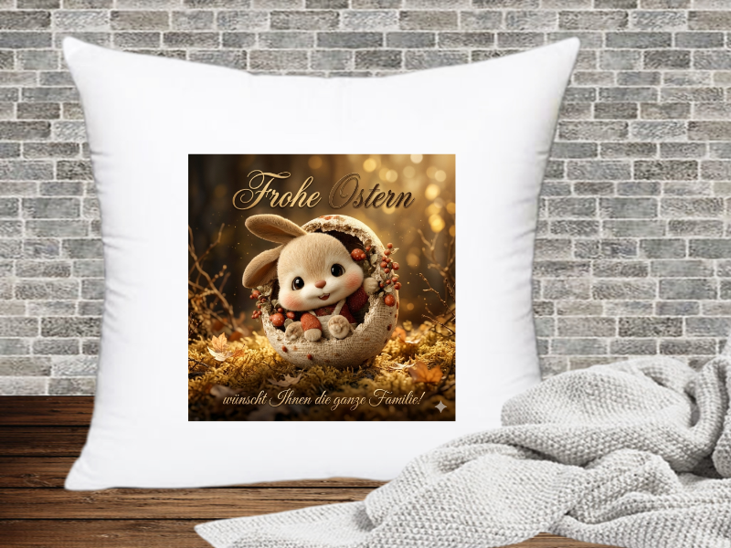 Frohe Ostern wünscht Ihnen die ganze Familie! - Kissenhülle Ostern