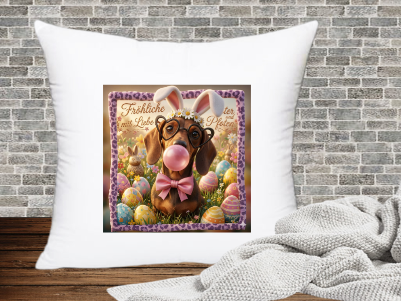 Fröhliche Ostern mit Liebe und 4 Pfoten - Kissenhülle Ostern