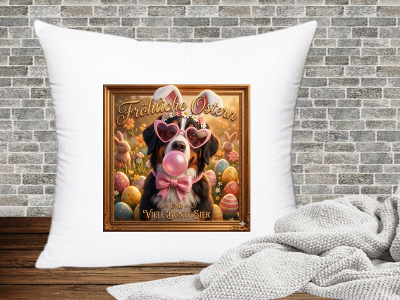 Fröhliche Ostern und viel bunte Eier - Kissenhülle Ostern