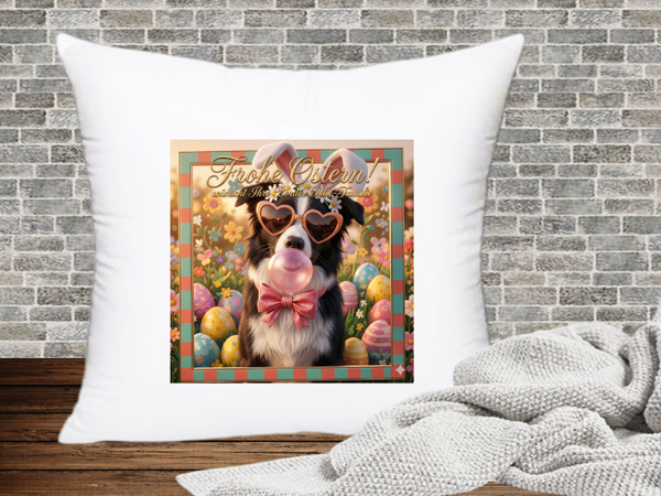 Frohe Ostern wünscht Ihre Border Collie-Familie - Kissenhülle Ostern