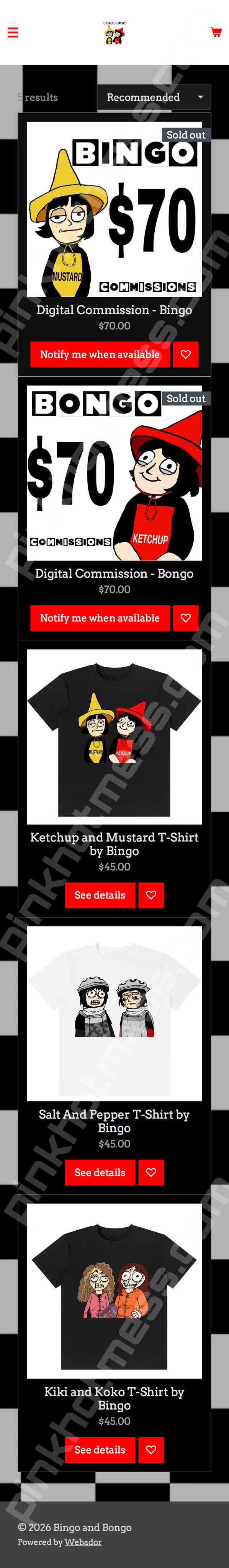 Bingo &amp; Bongo Website, Store, and T-Shirt mockups. Fully custom website including custom background, photo edits, etc. 
