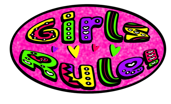 Y2K Girls Rule! Oval Vending Machine Sticker