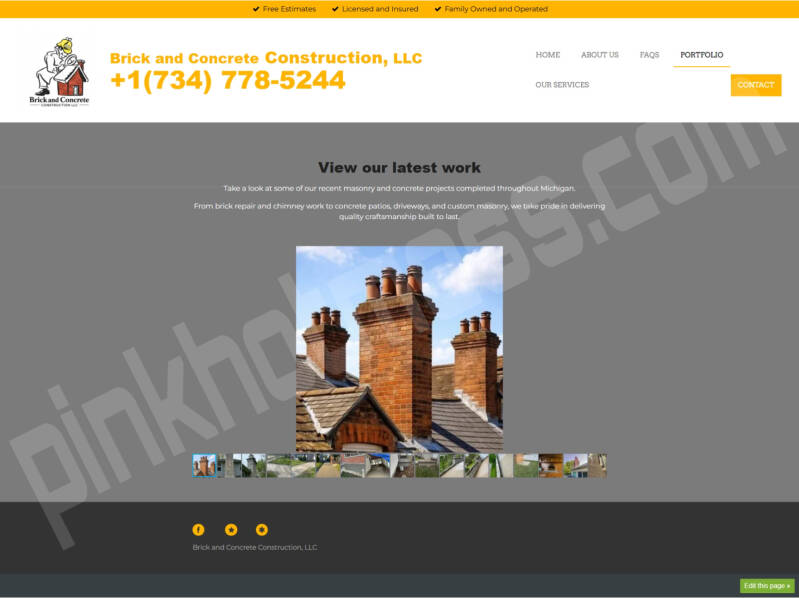 Brick &amp; Concrete Construction, LLC Website (fully customized) Portfolio page
