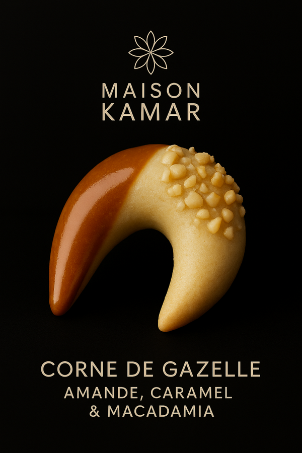 Corne de gazelle Amande, caramel et Noix de macadamia