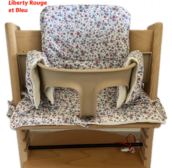 Coussin Imperméable Chaise Haute Stokke - Liberty Rouge et bleu