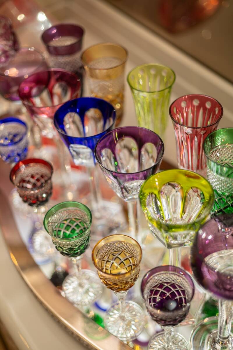 Collection de verres en cristal art de la table galerie saint Michel Bruxelles 