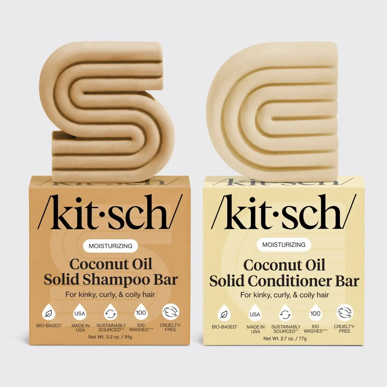 Coconut Oil Shampoo & Conditioner Bar Combo For Dry Damaged Hair