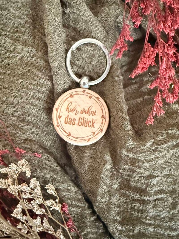 Schlüsselanhänger- Hier wohnt das Glück