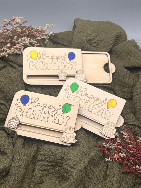 Kartengeschenk aus Holz – Geburtstag