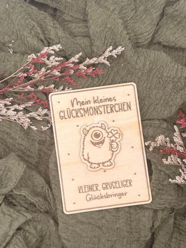 Holzkarte - Mein kleines Glücksmonsterchen