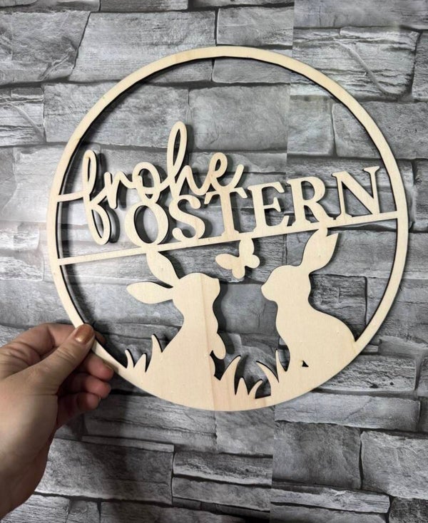 Holzkranz „Frohe Ostern“