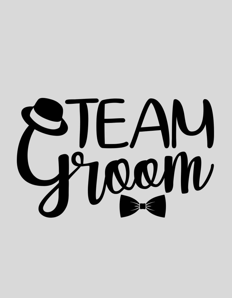 Strijkapplicatie: "team groom" met strik
