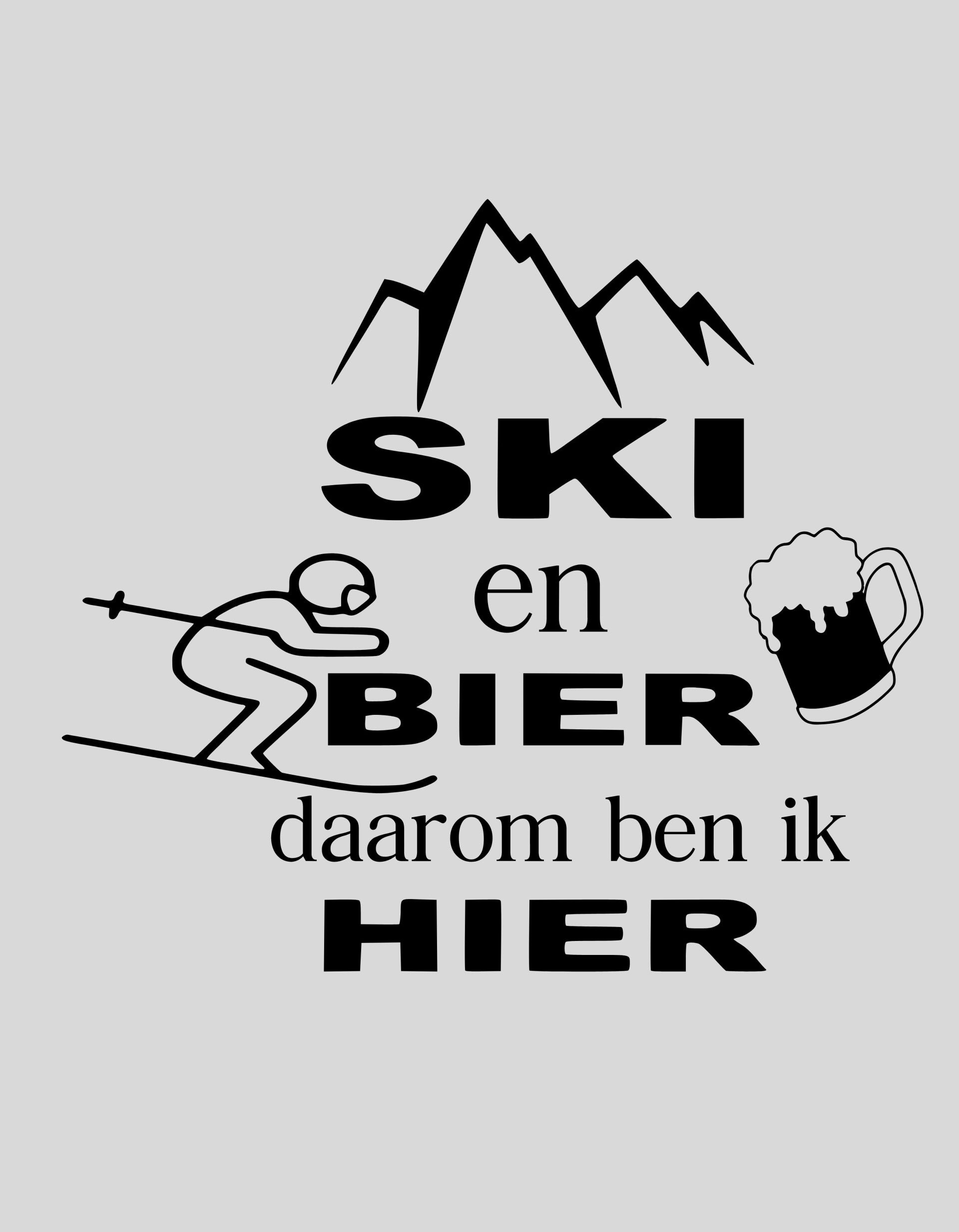 Strijkapplicatie: "ski en bier daarom ben ik hier"