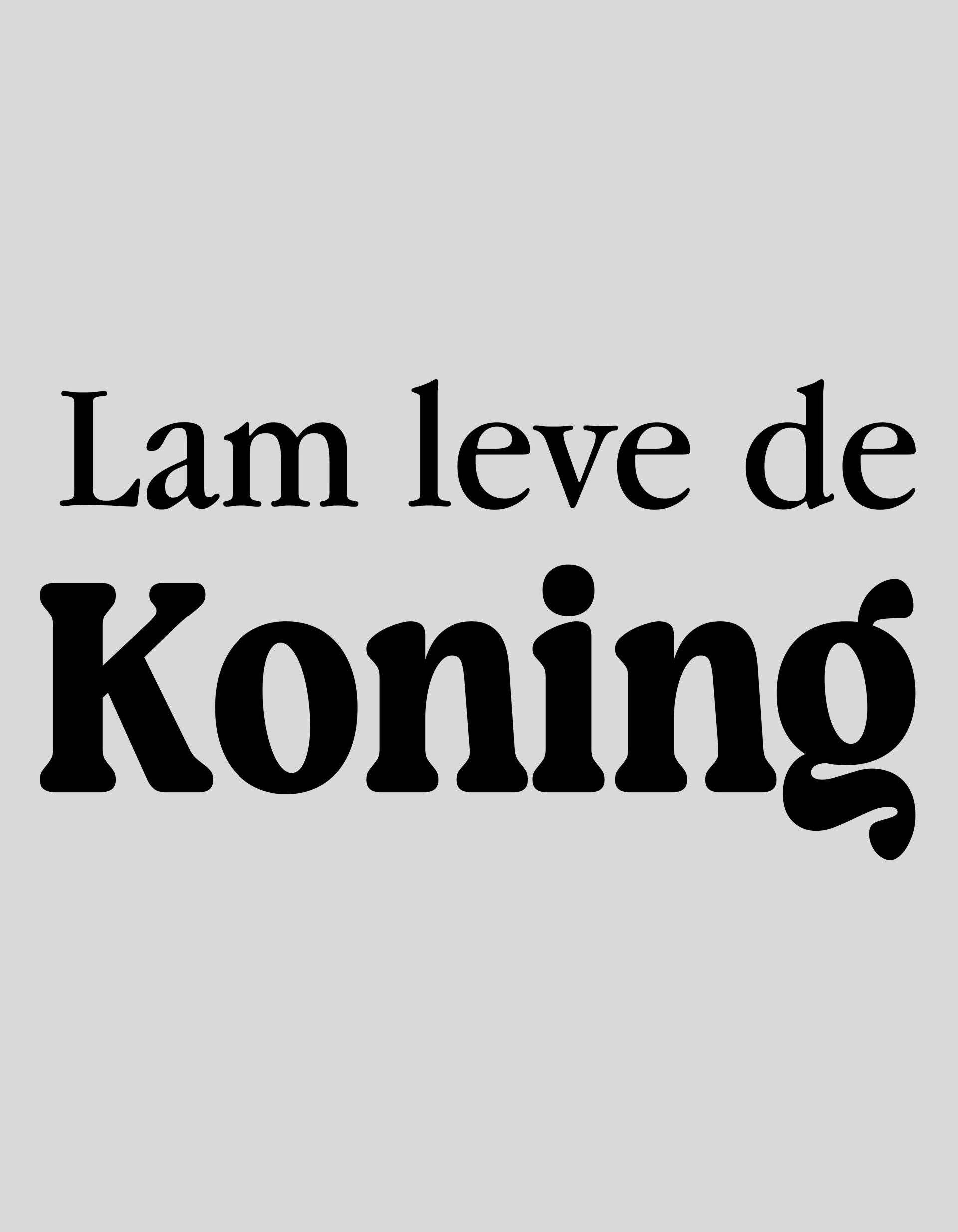 Strijkapplicatie: "Lam leve de koning"