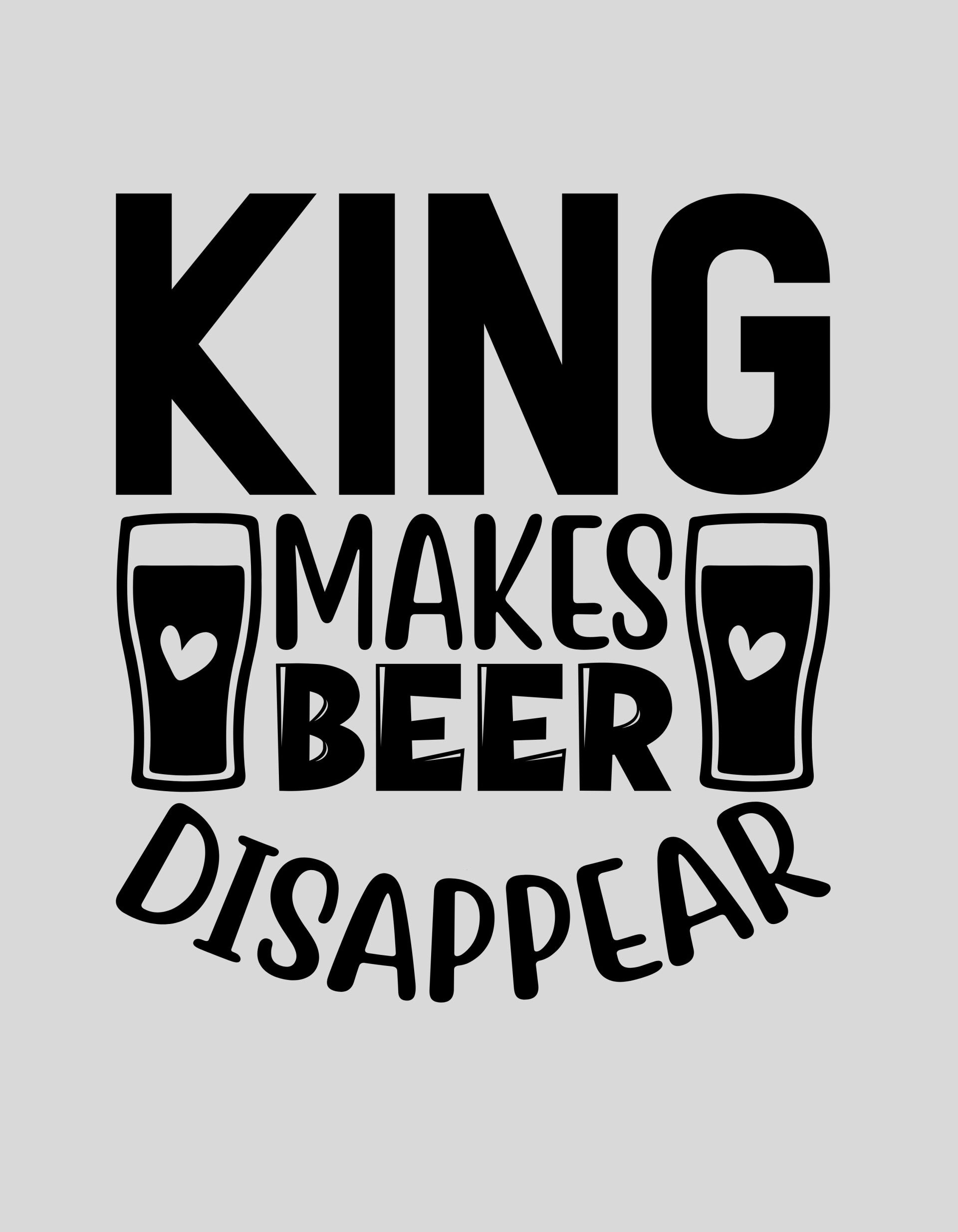 Strijkapplicatie: "King makes beer disappear"