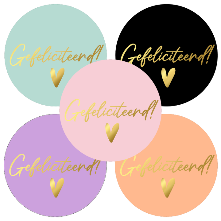 Sluitstickers "Gefeliciteerd" 10 stuks
