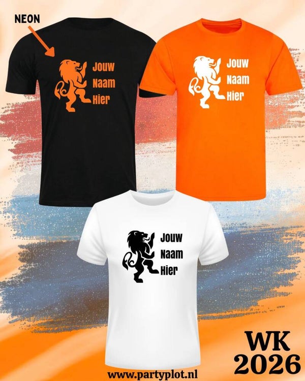 WK shirt: Jouw naam met leeuw