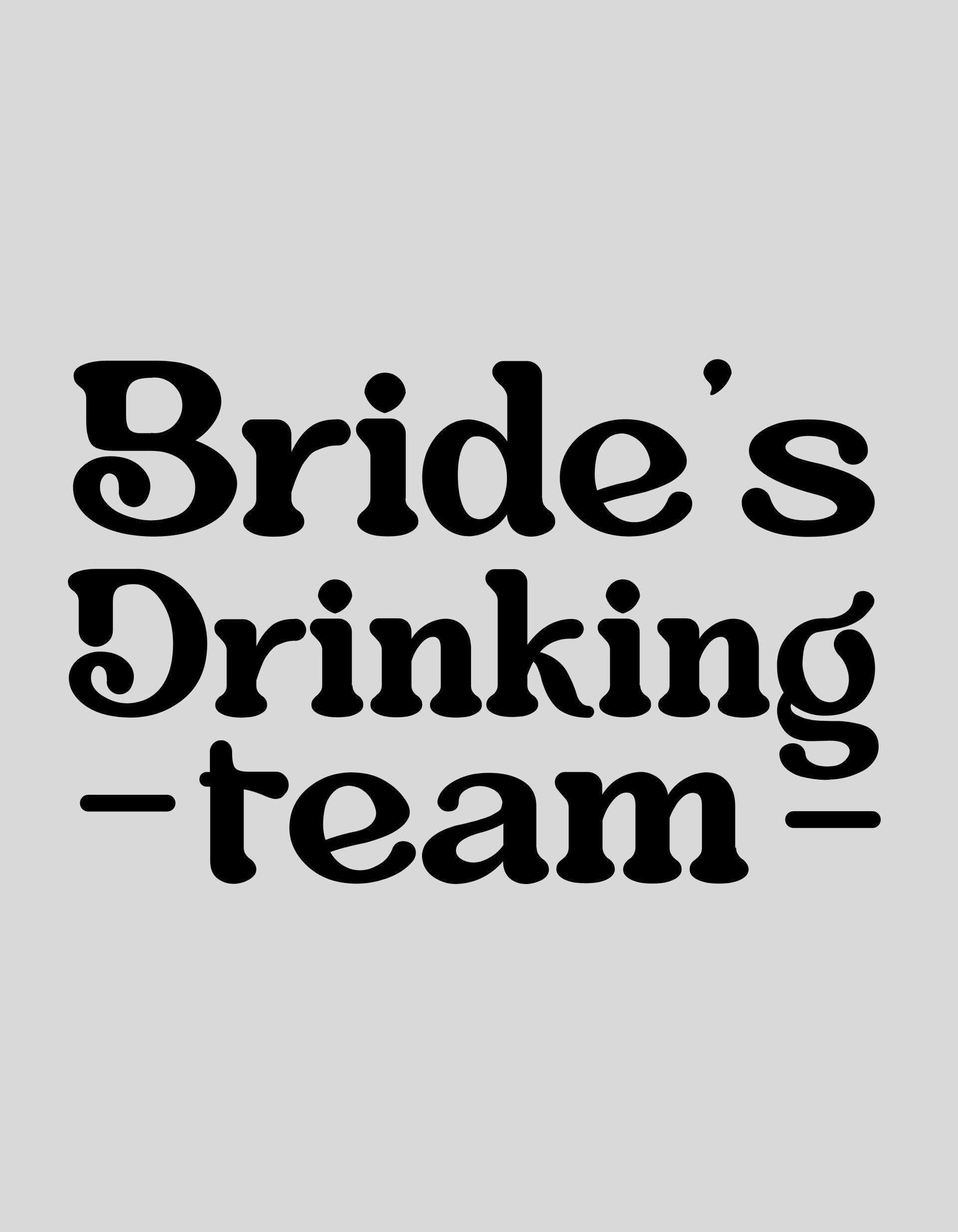Strijkapplicatie: "bride's drinking team"