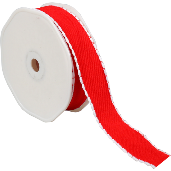 Kerstlint – 25 mm, 15 meter, Xmas – Rood/Wit