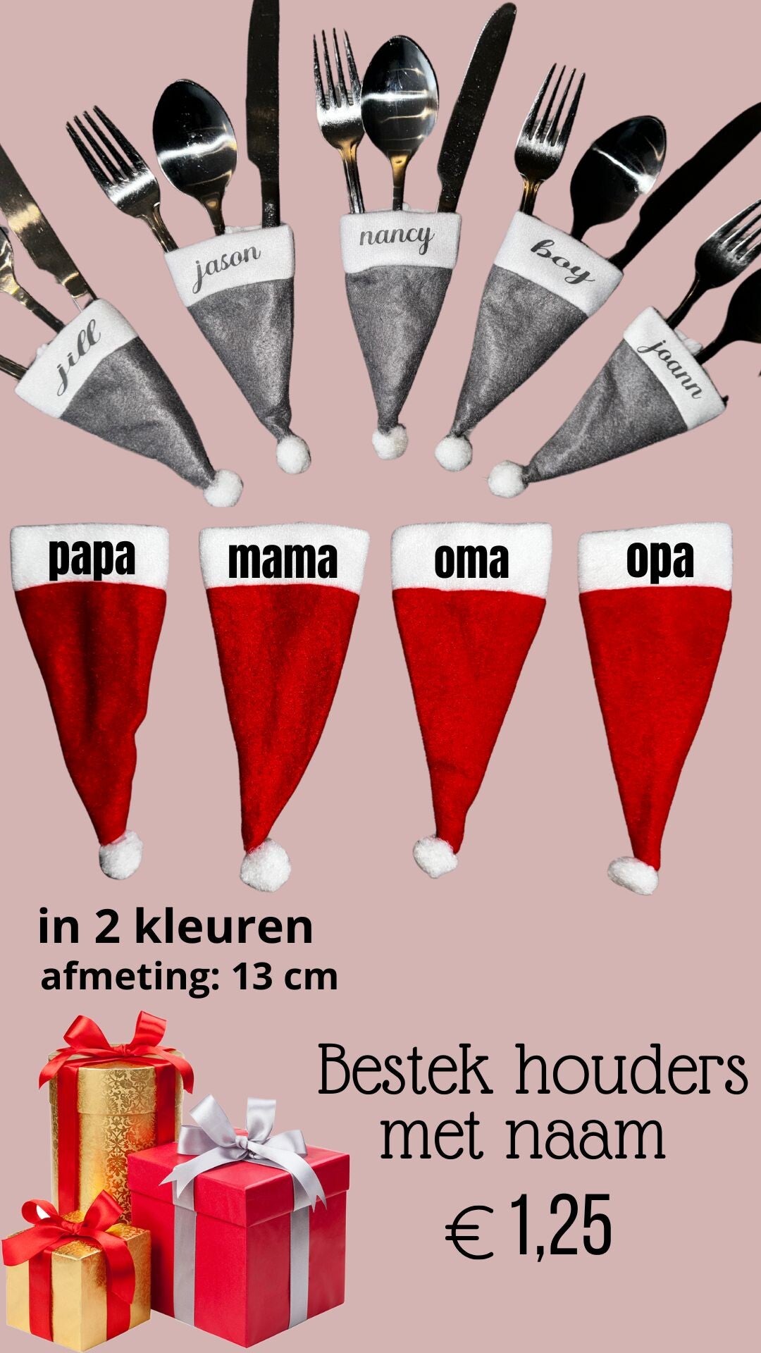 Mini kerst bestek mutsjes
