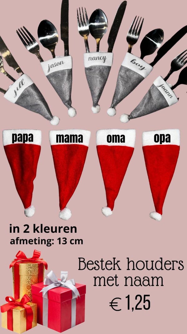 Mini kerst bestek mutsjes
