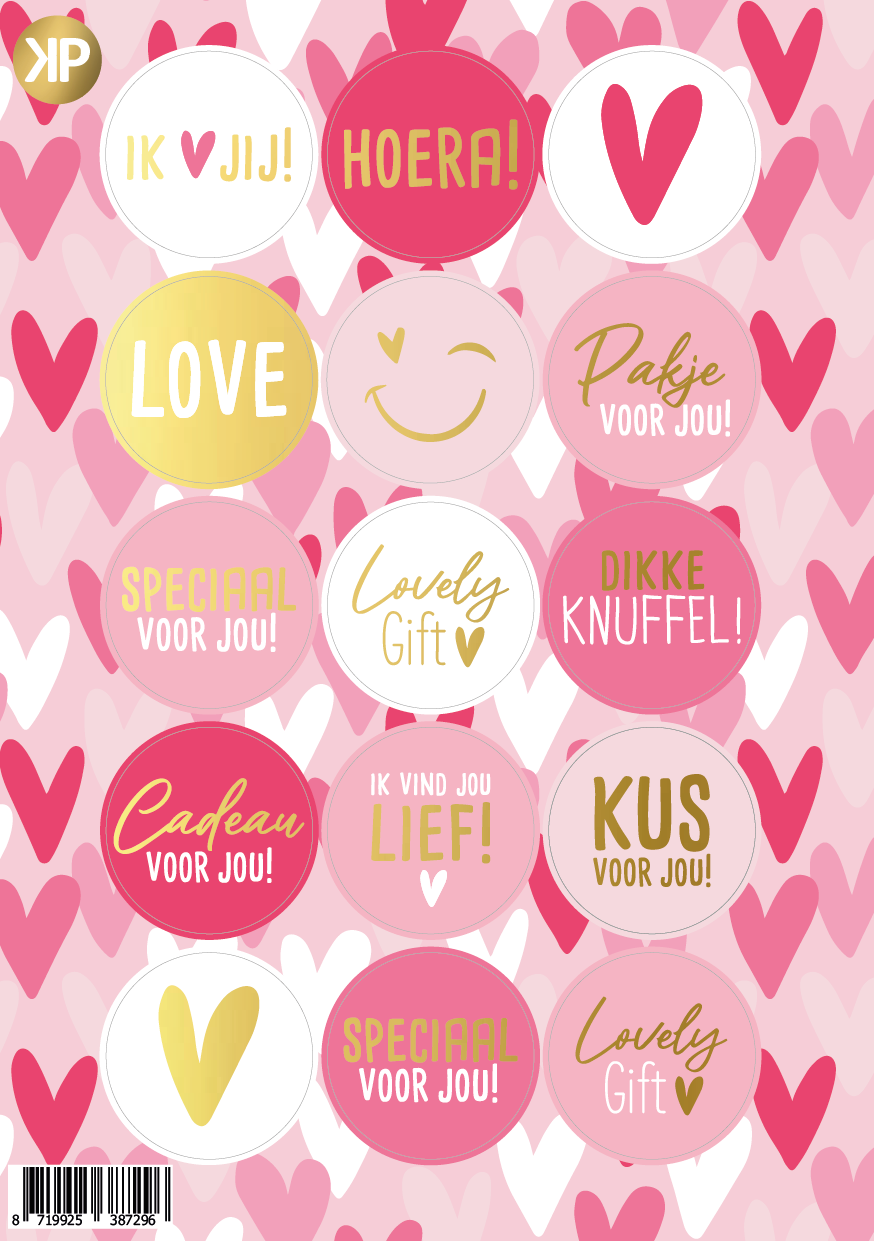 Stickervel "hartjesregen"