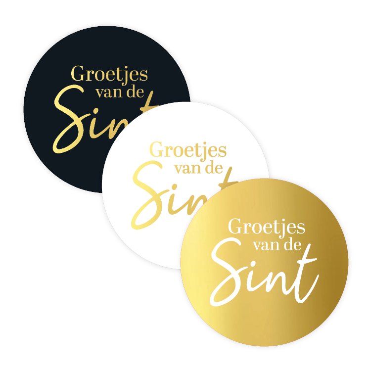Sluitsticker: "groetjes van de sint:"  10 stuks