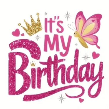 strijkapplicatie:  it's my birthday pink