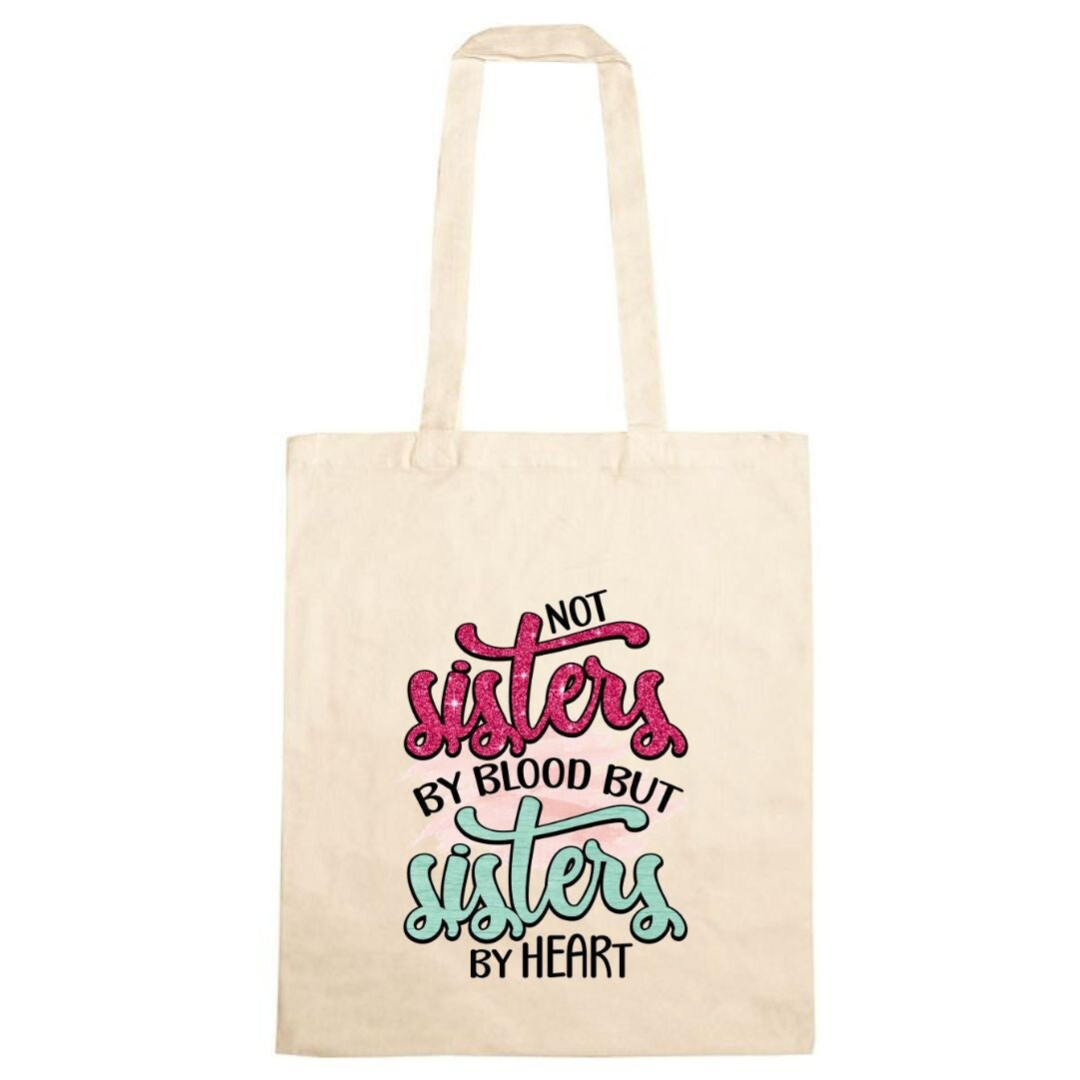 Katoenen tas: "sisters by heart"