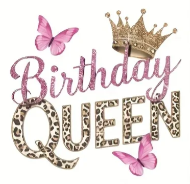 strijkapplicatie:  Birthday Queen panter