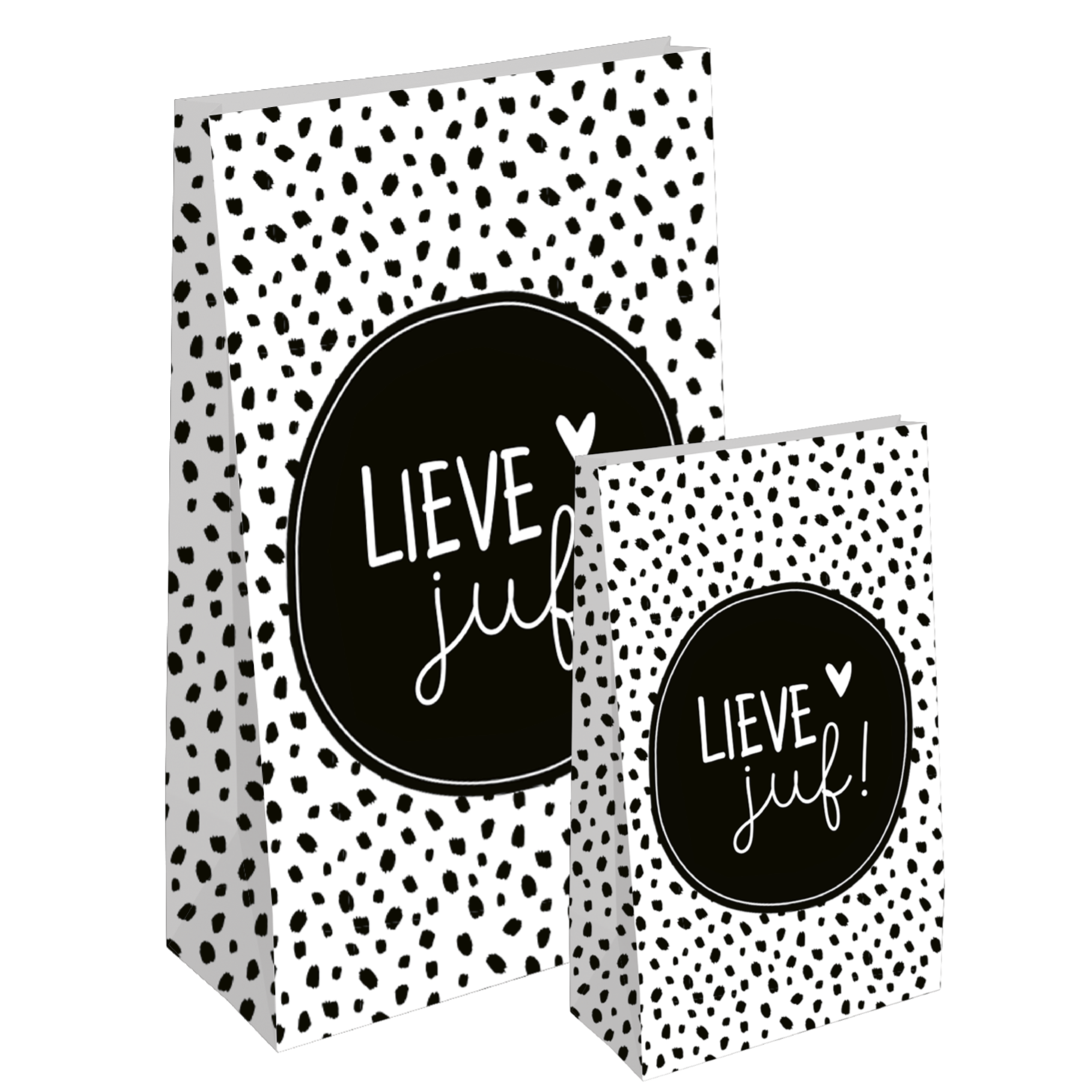 Kraft papieren zak klein: lieve juf 10 stuks