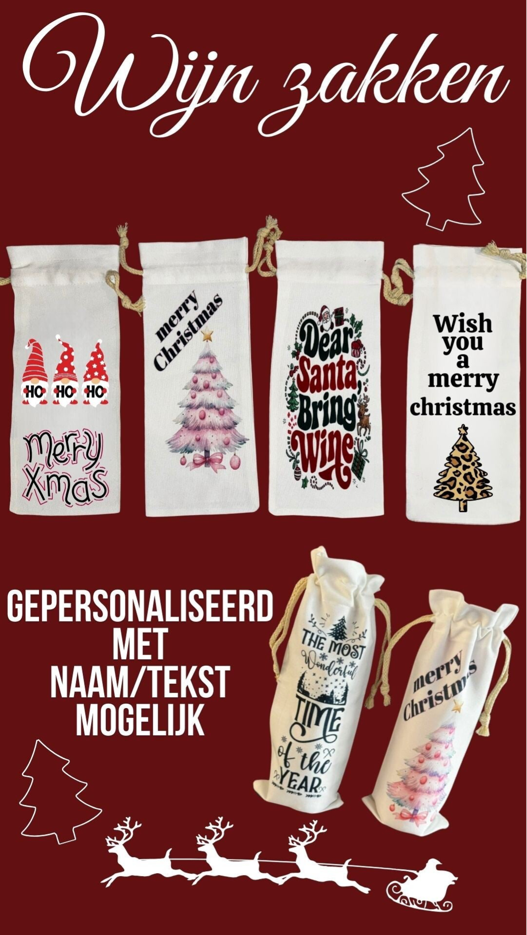 Wijnzakken 35 x 15 cm gepersonaliseerd