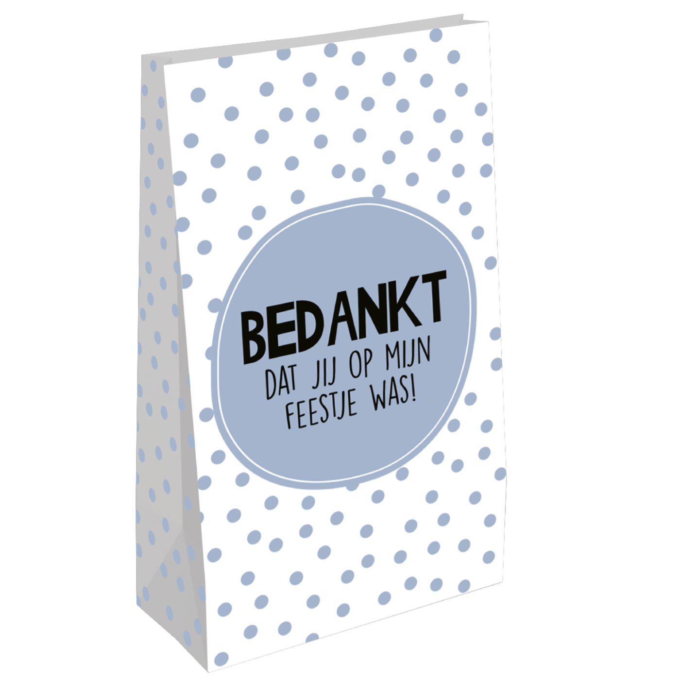Kraft papieren zak groot: bedankt dat je op mijn feestje was blauw 10 stuks