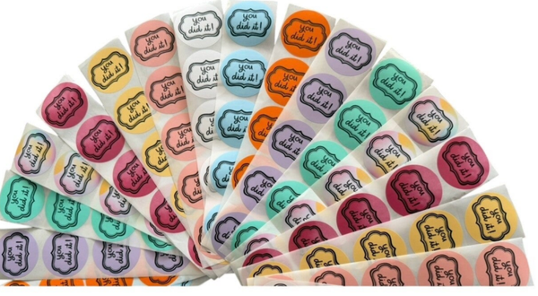 Ronde sticker: "You did it!" 10 stuks